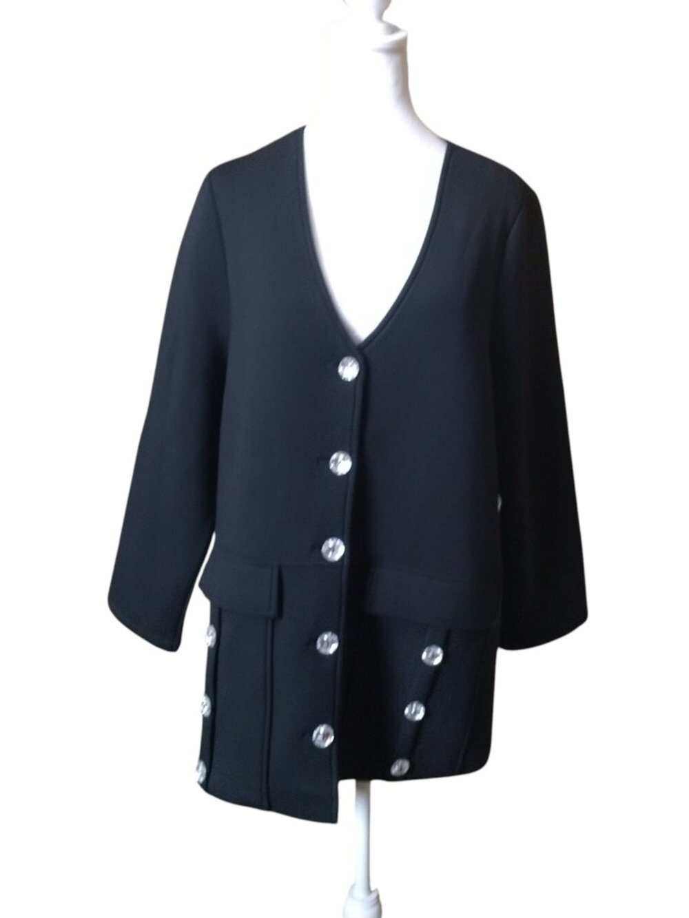 Joh 3/4 Sleeve Size Large Button Front Blazer Jacket Flap Pockets Career Office